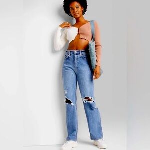 Wild Fable Super High Rise Straight Jeans- Distressed